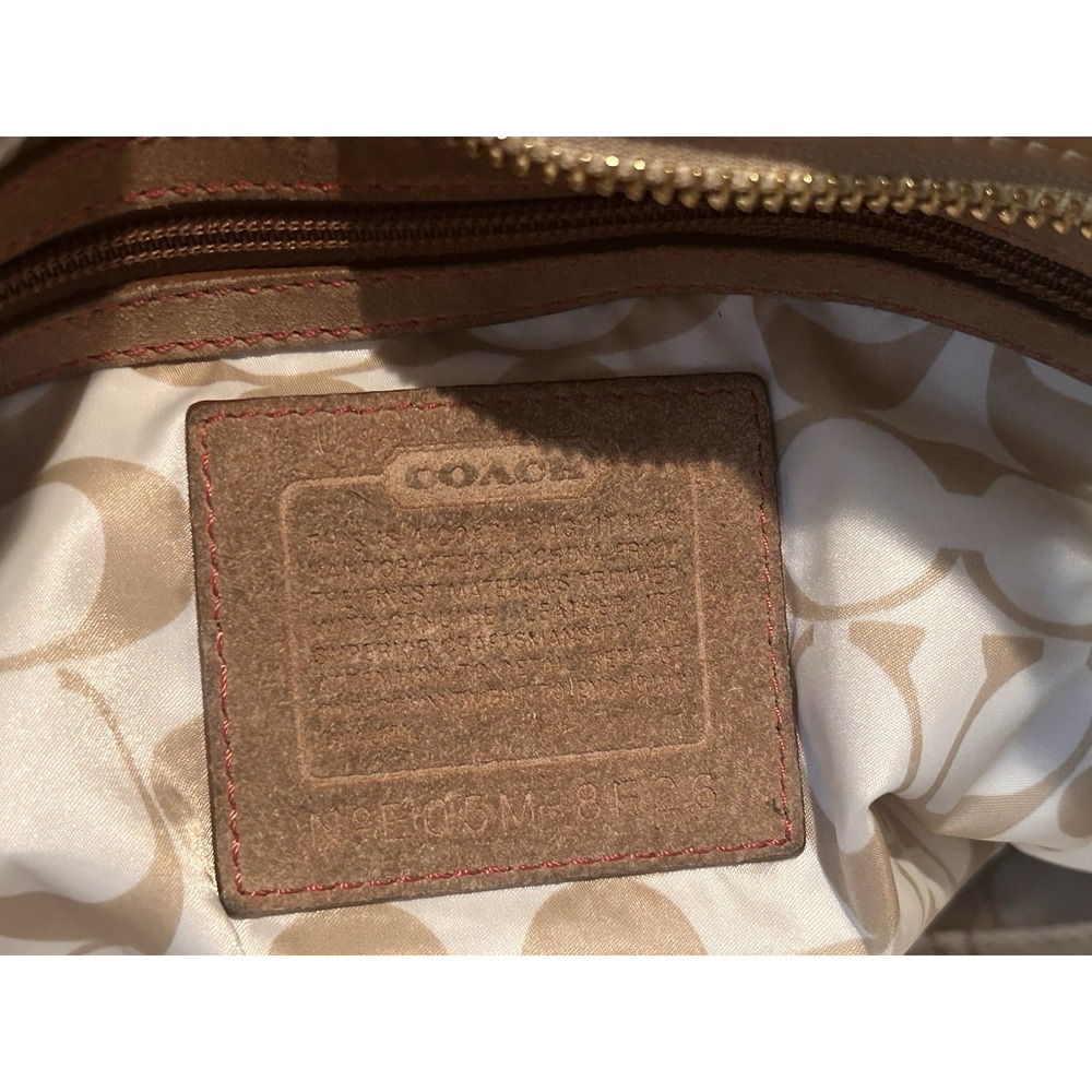 Y2k Coach Hampton Vintage Nylon Tan and Cream Women's Tote‎ Bag - Picture 10 of 13